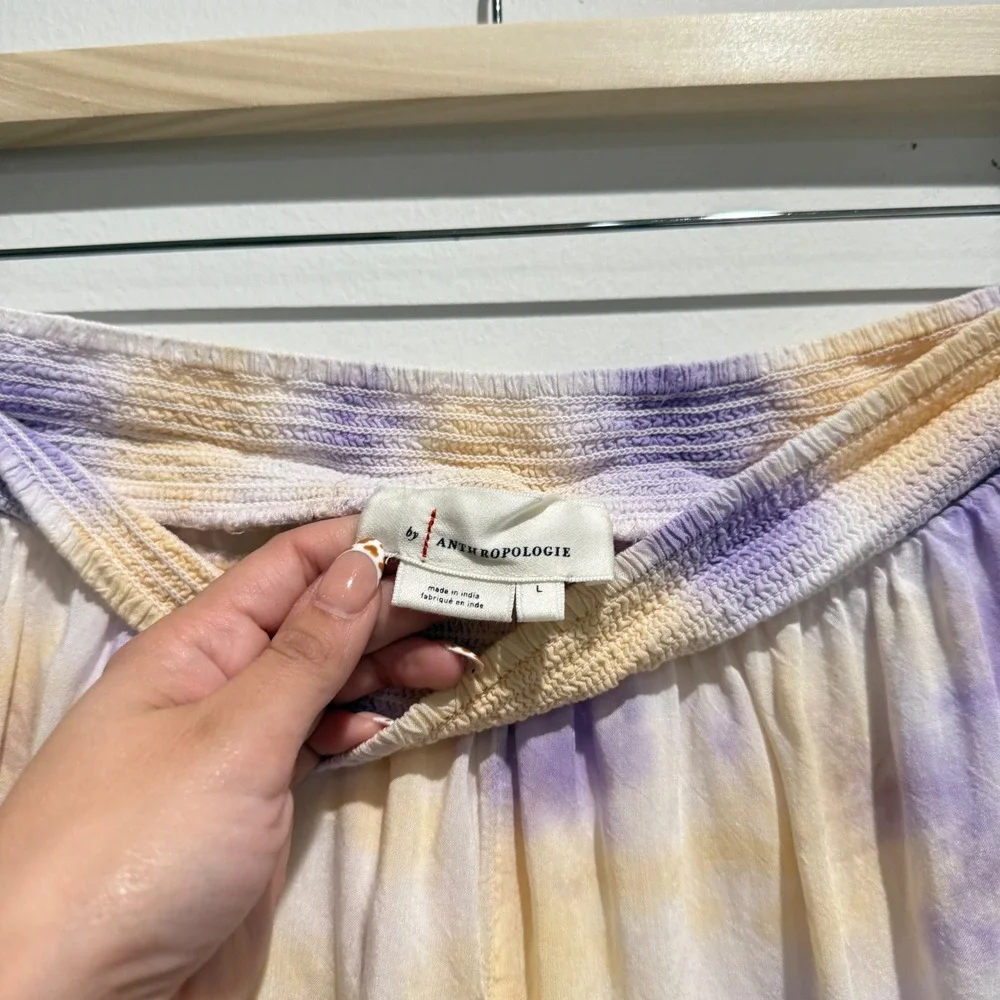 Anthropologie Tie Dye Lace Trim Smocked Lounge Shorts Large